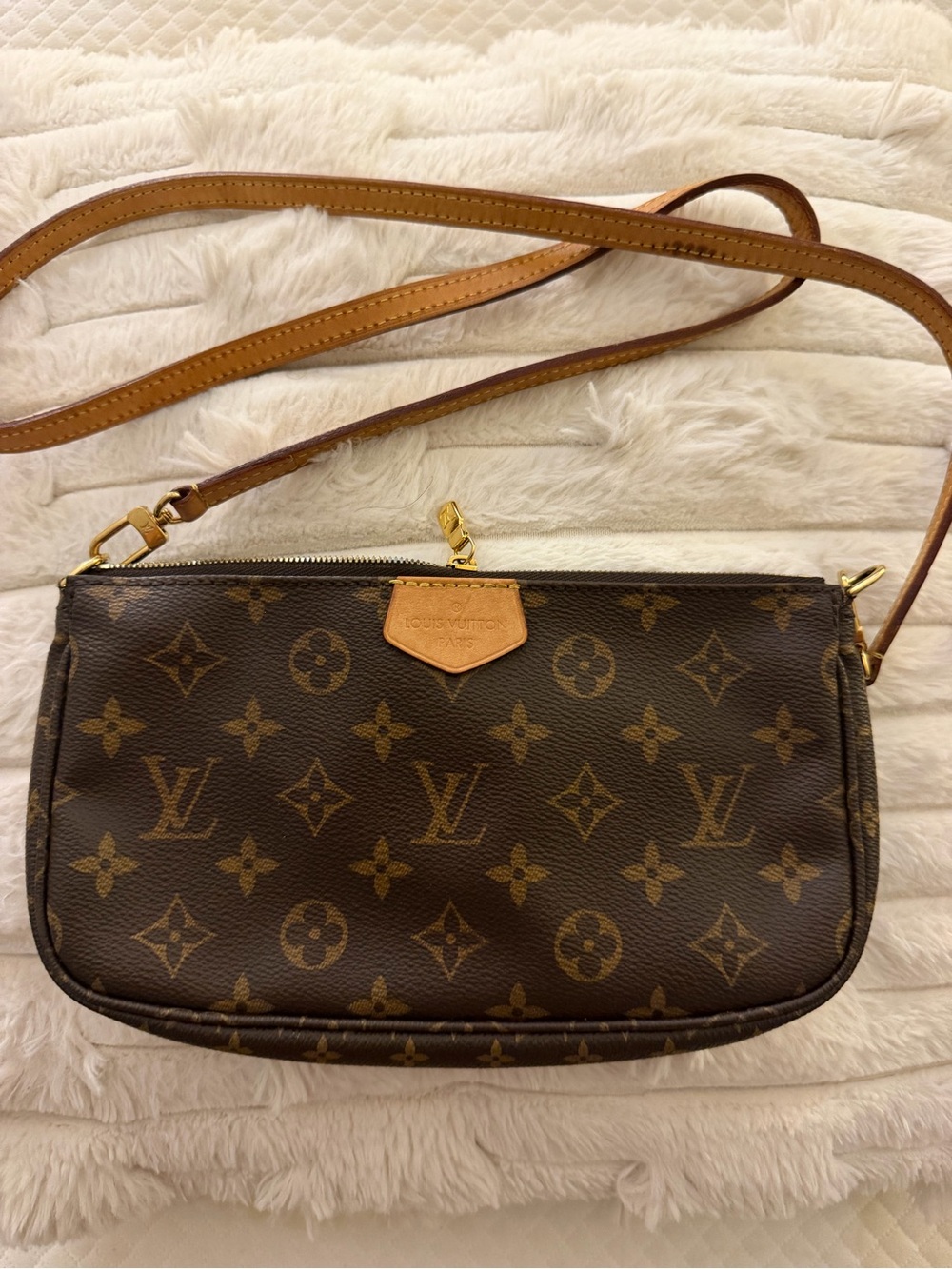 Louis Vuitton Brown Monogram Crossbody Bag with Tan Strap
